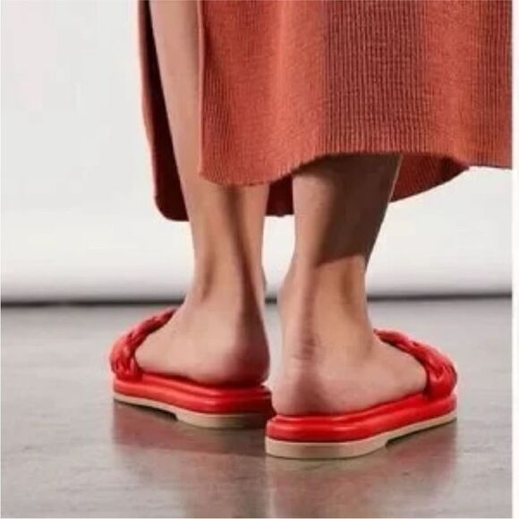 Free People Seychelles Wilma Woven Sandals Flat Slides Deep Orange US 6 NWOB - Picture 8 of 8